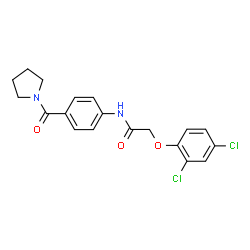 ChemSpider 2D Image | 2-(2,4-Dichlorophenoxy)-N-[4-(1-pyrrolidinylcarbonyl)phenyl]acetamide | C19H18Cl2N2O3