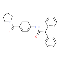 ChemSpider 2D Image | 2,2-Diphenyl-N-[4-(1-pyrrolidinylcarbonyl)phenyl]acetamide | C25H24N2O2