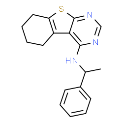 ChemSpider 2D Image | N-(1-Phenylethyl)-5,6,7,8-tetrahydro[1]benzothieno[2,3-d]pyrimidin-4-amine | C18H19N3S