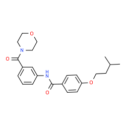 ChemSpider 2D Image | 4-(3-Methylbutoxy)-N-[3-(4-morpholinylcarbonyl)phenyl]benzamide | C23H28N2O4