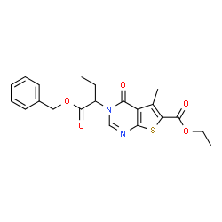 ChemSpider 2D Image | Ethyl 3-[1-(benzyloxy)-1-oxo-2-butanyl]-5-methyl-4-oxo-3,4-dihydrothieno[2,3-d]pyrimidine-6-carboxylate | C21H22N2O5S