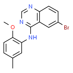 ChemSpider 2D Image | 6-Bromo-N-(2-methoxy-5-methylphenyl)-4-quinazolinamine | C16H14BrN3O