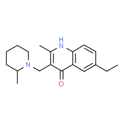 ChemSpider 2D Image | 6-Ethyl-2-methyl-3-[(2-methylpiperidin-1-yl)methyl]quinolin-4-ol | C19H26N2O