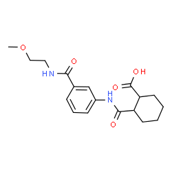 ChemSpider 2D Image | 2-({3-[(2-Methoxyethyl)carbamoyl]phenyl}carbamoyl)cyclohexanecarboxylic acid | C18H24N2O5