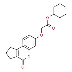 ChemSpider 2D Image | Cyclohexyl [(4-oxo-1,2,3,4-tetrahydrocyclopenta[c]chromen-7-yl)oxy]acetate | C20H22O5