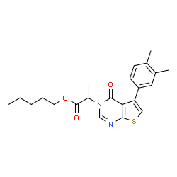 ChemSpider 2D Image | Pentyl 2-[5-(3,4-dimethylphenyl)-4-oxothieno[2,3-d]pyrimidin-3(4H)-yl]propanoate | C22H26N2O3S