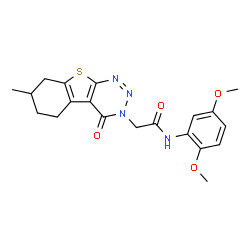 ChemSpider 2D Image | N-(2,5-Dimethoxyphenyl)-2-(7-methyl-4-oxo-5,6,7,8-tetrahydro[1]benzothieno[2,3-d][1,2,3]triazin-3(4H)-yl)acetamide | C20H22N4O4S