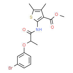 ChemSpider 2D Image | Methyl 2-{[2-(3-bromophenoxy)propanoyl]amino}-4,5-dimethyl-3-thiophenecarboxylate | C17H18BrNO4S