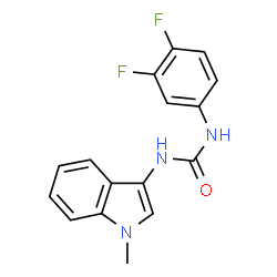 ChemSpider 2D Image | 1-(3,4-Difluorophenyl)-3-(1-methyl-1H-indol-3-yl)urea | C16H13F2N3O