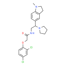 ChemSpider 2D Image | 2-(2,4-Dichlorophenoxy)-N-[2-(1-methyl-2,3-dihydro-1H-indol-5-yl)-2-(1-pyrrolidinyl)ethyl]acetamide | C23H27Cl2N3O2