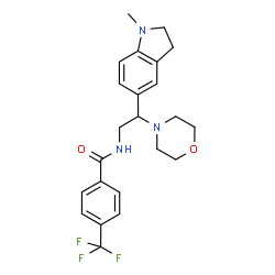 ChemSpider 2D Image | N-[2-(1-Methyl-2,3-dihydro-1H-indol-5-yl)-2-(4-morpholinyl)ethyl]-4-(trifluoromethyl)benzamide | C23H26F3N3O2