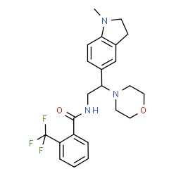 ChemSpider 2D Image | N-[2-(1-Methyl-2,3-dihydro-1H-indol-5-yl)-2-(4-morpholinyl)ethyl]-2-(trifluoromethyl)benzamide | C23H26F3N3O2