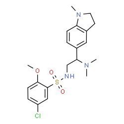 ChemSpider 2D Image | 5-Chloro-N-[2-(dimethylamino)-2-(1-methyl-2,3-dihydro-1H-indol-5-yl)ethyl]-2-methoxybenzenesulfonamide | C20H26ClN3O3S