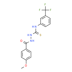 ChemSpider 2D Image | 2-(4-Methoxybenzoyl)-N-[3-(trifluoromethyl)phenyl]hydrazinecarbothioamide | C16H14F3N3O2S