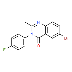 ChemSpider 2D Image | 6-Bromo-3-(4-fluorophenyl)-2-methyl-4(3H)-quinazolinone | C15H10BrFN2O