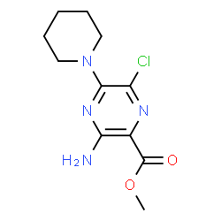 ChemSpider 2D Image | Methyl 3-amino-6-chloro-5-(1-piperidinyl)-2-pyrazinecarboxylate | C11H15ClN4O2
