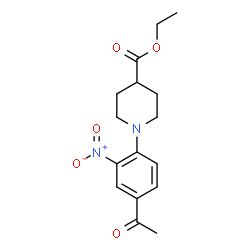 ChemSpider 2D Image | Ethyl 1-(4-acetyl-2-nitrophenyl)-4-piperidinecarboxylate | C16H20N2O5