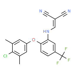 ChemSpider 2D Image | 2-{[2-(4-chloro-3,5-dimethylphenoxy)-5-(trifluoromethyl)anilino]methylidene}malononitrile | C19H13ClF3N3O