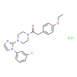 ChemSpider 2D Image | 1-{4-[1-(3-Chlorophenyl)-1H-imidazol-2-yl]-1-piperazinyl}-2-(4-ethoxyphenyl)ethanone hydrochloride (1:1) | C23H26Cl2N4O2