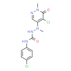 ChemSpider 2D Image | 2-(5-Chloro-1-methyl-6-oxo-1,6-dihydro-4-pyridazinyl)-N-(4-chlorophenyl)-2-methylhydrazinecarboxamide | C13H13Cl2N5O2
