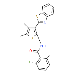ChemSpider 2D Image | N-[3-(1,3-Benzothiazol-2-yl)-4,5-dimethyl-2-thienyl]-2,6-difluorobenzamide | C20H14F2N2OS2