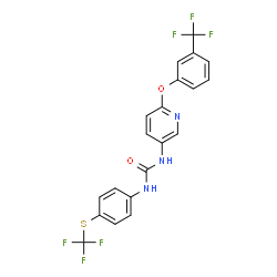 ChemSpider 2D Image | N-{6-[3-(trifluoromethyl)phenoxy]-3-pyridyl}-N'-{4-[(trifluoromethyl)thio]phenyl}urea | C20H13F6N3O2S