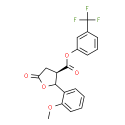 ChemSpider 2D Image | 3-(Trifluoromethyl)phenyl (3R)-2-(2-methoxyphenyl)-5-oxotetrahydro-3-furancarboxylate | C19H15F3O5