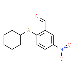 ChemSpider 2D Image | 2-(cyclohexylthio)-5-nitrobenzaldehyde | C13H15NO3S