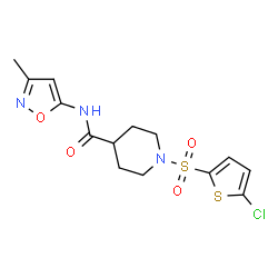 ChemSpider 2D Image | 1-[(5-Chloro-2-thienyl)sulfonyl]-N-(3-methyl-1,2-oxazol-5-yl)-4-piperidinecarboxamide | C14H16ClN3O4S2