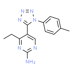 ChemSpider 2D Image | 4-Ethyl-5-[1-(4-methylphenyl)-1H-tetrazol-5-yl]-2-pyrimidinamine | C14H15N7
