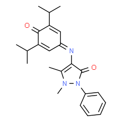 ChemSpider 2D Image | 4-[(3,5-diisopropyl-4-oxocyclohexa-2,5-dienyliden)amino]-1,5-dimethyl-2-phenyl-2,3-dihydro-1H-pyrazol-3-one | C23H27N3O2