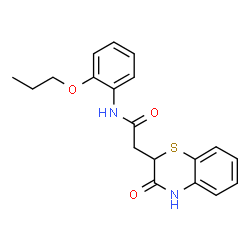 ChemSpider 2D Image | 2-(3-Oxo-3,4-dihydro-2H-1,4-benzothiazin-2-yl)-N-(2-propoxyphenyl)acetamide | C19H20N2O3S