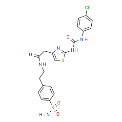 ChemSpider 2D Image | 2-(2-{[(4-Chlorophenyl)carbamoyl]amino}-1,3-thiazol-4-yl)-N-[2-(4-sulfamoylphenyl)ethyl]acetamide | C20H20ClN5O4S2