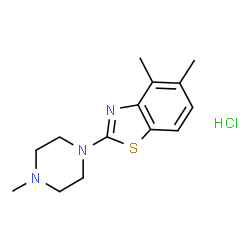 ChemSpider 2D Image | 4,5-Dimethyl-2-(4-methyl-1-piperazinyl)-1,3-benzothiazole hydrochloride (1:1) | C14H20ClN3S