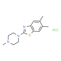 ChemSpider 2D Image | 5,6-Dimethyl-2-(4-methyl-1-piperazinyl)-1,3-benzothiazole hydrochloride (1:1) | C14H20ClN3S