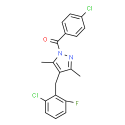ChemSpider 2D Image | [4-(2-Chloro-6-fluorobenzyl)-3,5-dimethyl-1H-pyrazol-1-yl](4-chlorophenyl)methanone | C19H15Cl2FN2O