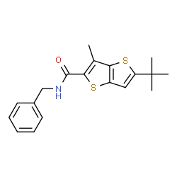 ChemSpider 2D Image | N-benzyl-5-(tert-butyl)-3-methylthieno[3,2-b]thiophene-2-carboxamide | C19H21NOS2