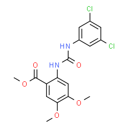 ChemSpider 2D Image | methyl 2-{[(3,5-dichloroanilino)carbonyl]amino}-4,5-dimethoxybenzoate | C17H16Cl2N2O5