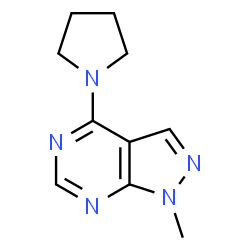 ChemSpider 2D Image | 1-Methyl-4-(1-pyrrolidinyl)-1H-pyrazolo[3,4-d]pyrimidine | C10H13N5