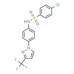 ChemSpider 2D Image | 4-Chloro-N-{4-[3-(trifluoromethyl)-1H-pyrazol-1-yl]phenyl}benzenesulfonamide | C16H11ClF3N3O2S