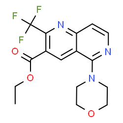 ChemSpider 2D Image | ethyl 5-morpholino-2-(trifluoromethyl)[1,6]naphthyridine-3-carboxylate | C16H16F3N3O3