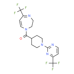 ChemSpider 2D Image | [5-(Trifluoromethyl)-2,3-dihydro-1H-1,4-diazepin-1-yl]{1-[4-(trifluoromethyl)-2-pyrimidinyl]-4-piperidinyl}methanone | C17H17F6N5O