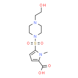 ChemSpider 2D Image | 5-{[4-(2-hydroxyethyl)piperazino]sulfonyl}-1-methyl-1H-pyrrole-2-carboxylicacid | C12H19N3O5S