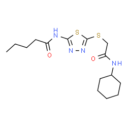 ChemSpider 2D Image | N-(5-{[2-(Cyclohexylamino)-2-oxoethyl]sulfanyl}-1,3,4-thiadiazol-2-yl)pentanamide | C15H24N4O2S2