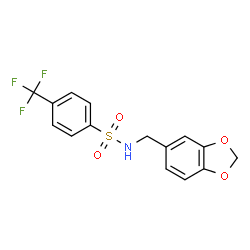 ChemSpider 2D Image | N-(1,3-Benzodioxol-5-ylmethyl)-4-(trifluoromethyl)benzenesulfonamide | C15H12F3NO4S