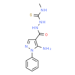 ChemSpider 2D Image | 2-[(5-Amino-1-phenyl-1H-pyrazol-4-yl)carbonyl]-N-methylhydrazinecarbothioamide | C12H14N6OS