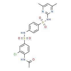 ChemSpider 2D Image | N-[2-Chloro-4-({4-[(4,6-dimethyl-2-pyrimidinyl)sulfamoyl]phenyl}sulfamoyl)phenyl]acetamide | C20H20ClN5O5S2