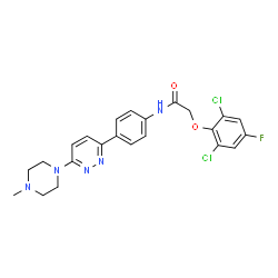 ChemSpider 2D Image | 2-(2,6-Dichloro-4-fluorophenoxy)-N-{4-[6-(4-methyl-1-piperazinyl)-3-pyridazinyl]phenyl}acetamide | C23H22Cl2FN5O2