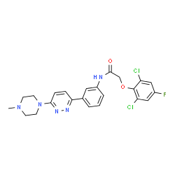 ChemSpider 2D Image | 2-(2,6-Dichloro-4-fluorophenoxy)-N-{3-[6-(4-methyl-1-piperazinyl)-3-pyridazinyl]phenyl}acetamide | C23H22Cl2FN5O2
