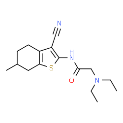 ChemSpider 2D Image | N-(3-cyano-6-methyl-4,5,6,7-tetrahydro-1-benzothiophen-2-yl)-2-(diethylamino)acetamide | C16H23N3OS